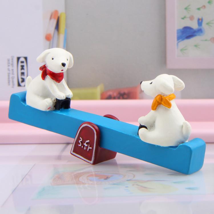 Resin Decor Garden Cartoon Puppy Seesaw Ornament For Kids Home And Use Gifts