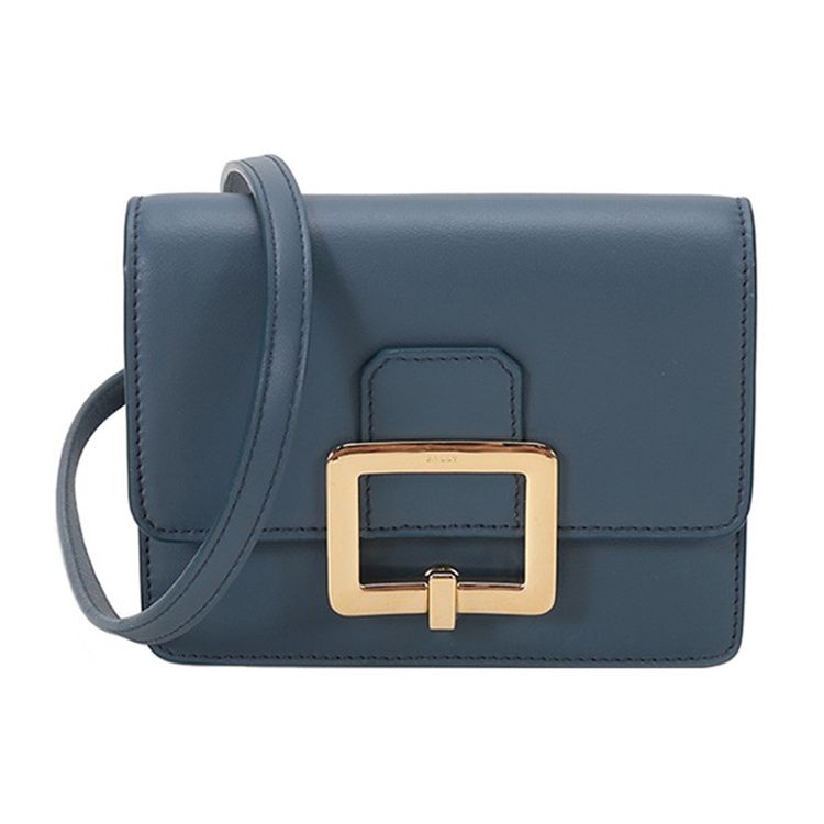 

Bally Juliet Solid Color Vintage Square Buckle Flap Leather Clutch Shoulder Crossbody Mini Women bags Gray Blue 6237075 Basic Set (Bag+Dust Bag)