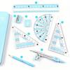 8 Adet/Set Cetvel Pergel Kurşun Kalem Seti Geometri Matematik Öğrenci Çizim Kırtasiye Malzemeleri Matematiksel Erkek Kız Hediye Okul Malzemeleri
