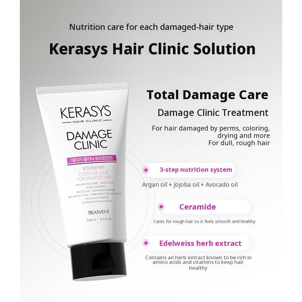 [DAISO] Kerasys Hair Clinic Damage Clinic Shampoo & Conditioner 180ml / Damage & Moisture Clinic Treatment 250ml