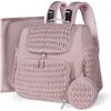 Quilted Diaper Bag Backpack with Changing Pad, Pacifier Case, Stroller Straps - Large Capacity, Multi-functional Design.