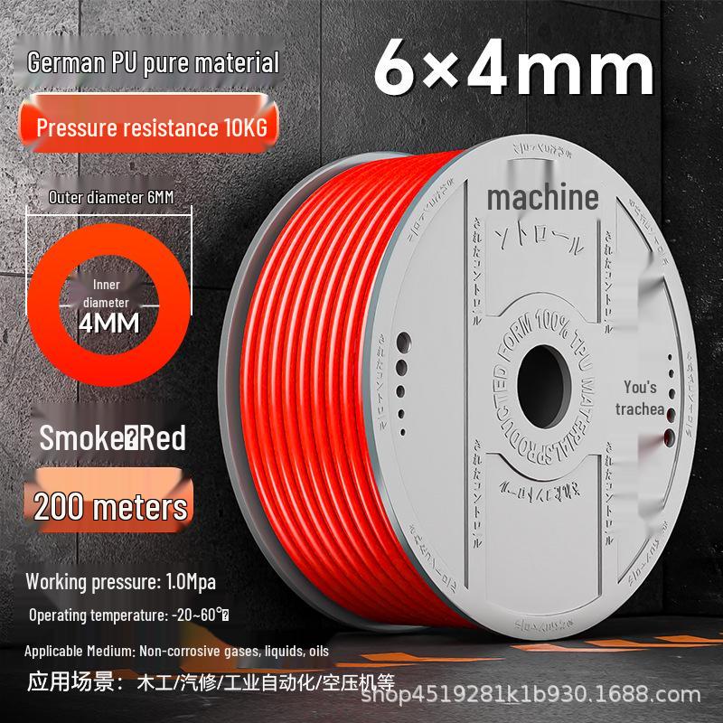 Zhuo Ji 8mm High-Pressure Transparent PU Air Hose for Air Compressors (Sizes: 4/6/10/12/14/16)