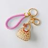 Cute Keychains for Women Rhinestone Pearls Bags Shape Key Chains Jewelry for Car Women's Bags Decoration Bag Charm