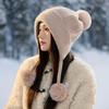 New Rabbit Fur Knitted Warm Hat Autumn and Winter Fleece Thickened Ear Protection Face Fleece Fleece Hat Women's Cold Protection Hat