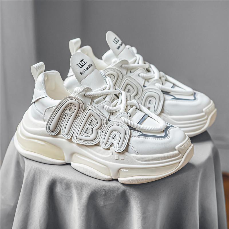 Robustní pánské tenisky značkové běžecké boty módní ležérní mikrovláknová kůže prodyšné zvýšení výšky plochá platforma sportovní obuv