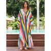 Vacation dress, long robe, loose positioned print beach cover-up, bikini dress