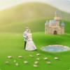 Bride and Groom Figurine Romantic Miniature Couple Figure Mini with for