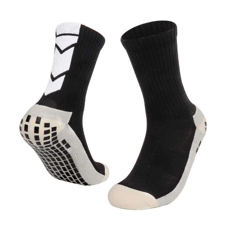 Men's Anti-Slip Mid-Calf Breathable Sports Socks with Towel Bottom for Football, Running, and Basketball.