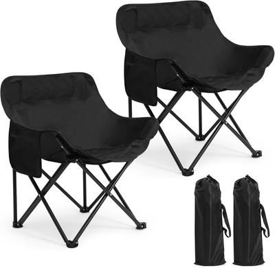 SCHACCESS Folding Chair for Outdoor Set of with Storage Lightweight Moon Load Capacity 600D for Fishing Camping, 2, Bag, Chair, 150kg, Oxford,