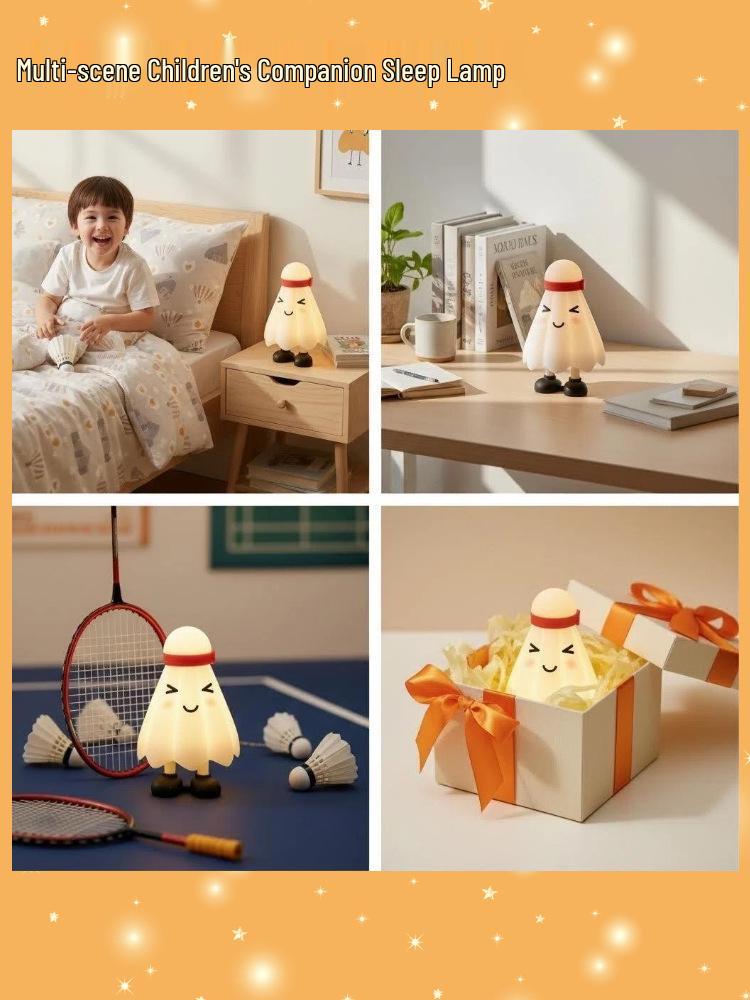USB Rechargeable Cute Silicone Bedside Night Light with Three-Speed Dimming and Pat-Activated Feature