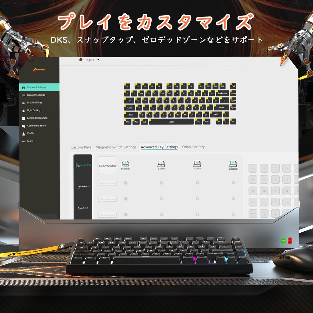 ATTACK SHARK R82HE Wired Gaming True 8K Polling Freely Interchangeable Magnetic and Mixed Compact Aviation Aluminum HIFI 256K Scan Customizable RGB