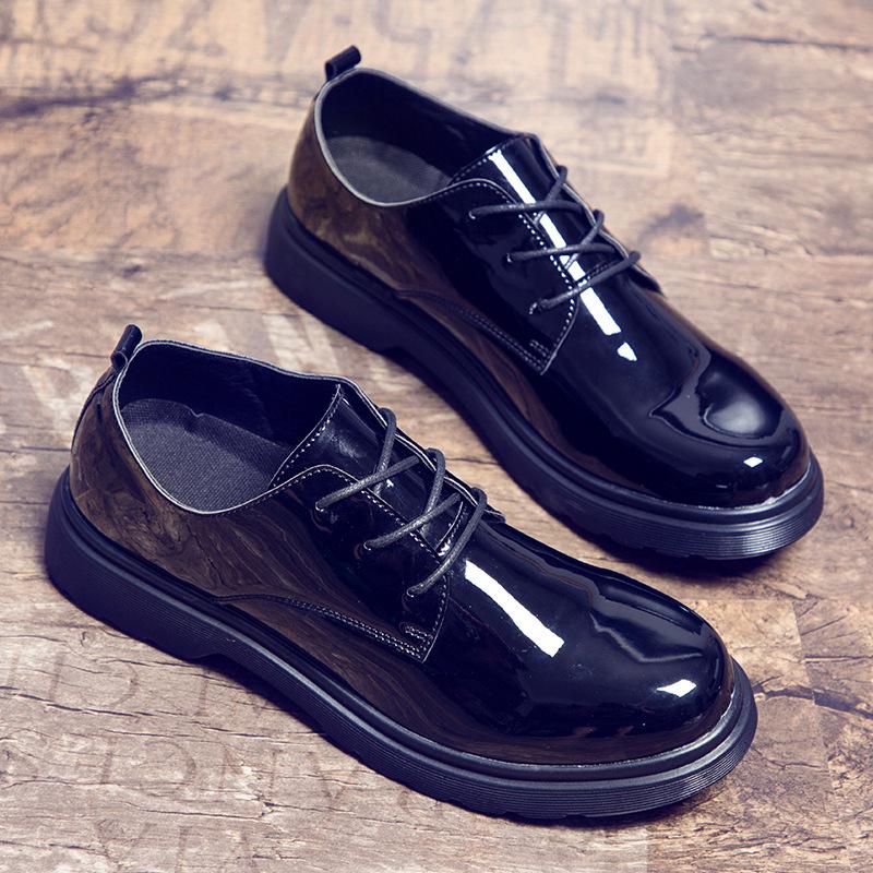 

2024 all-black new trendy low-top men s shoes, British young men s leather shoes 44