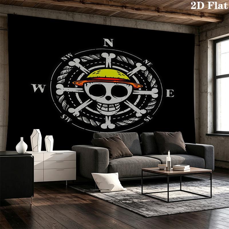 One Piece Logo Wall Tapestry Aesthetic Wall Hanging Printed Fabric Blanket Decorative Tapestries For Bedroom Living Room Home Decor
