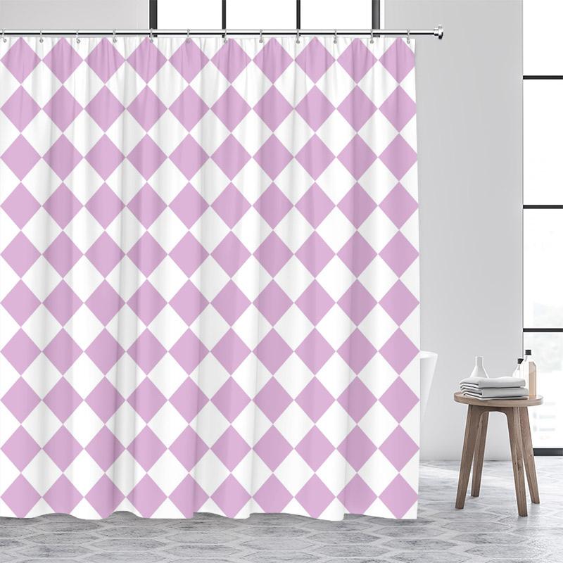 Black and White Diamond Lattice Shower Curtain Modern Geometric Art Minimalist Home Bathroom Decorative Bath Curtains With Hooks