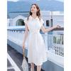 Betu Women's Elegant Twisted Waist Short-Sleeve Dress