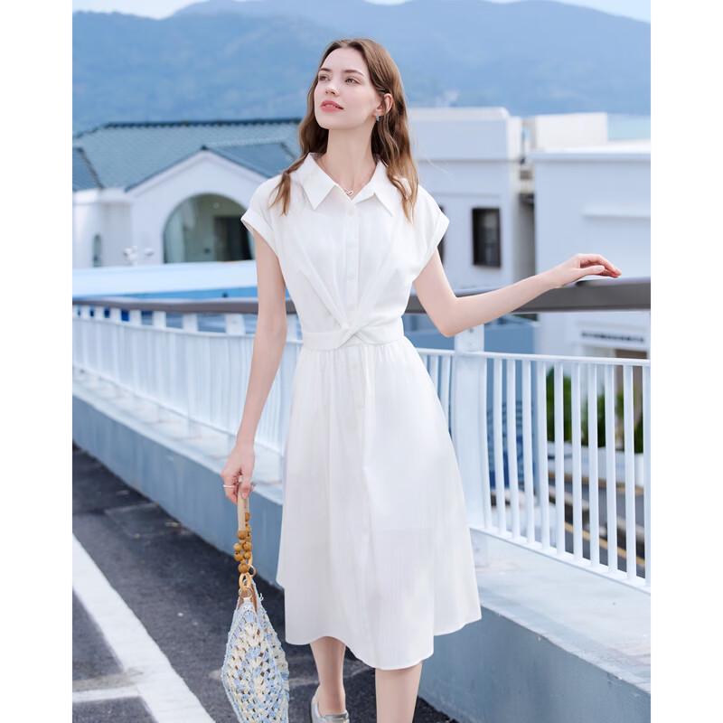 Betu Women's Elegant Twisted Waist Short-Sleeve Dress
