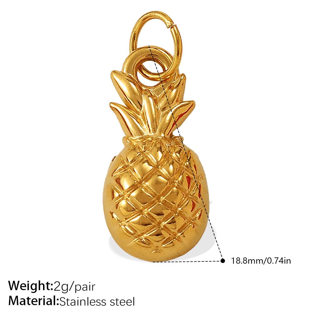 Cartoon Oil Dripping Fruit Diy Pineapple Pendant Stainless Steel Gold-Plated Dopamine Accessories