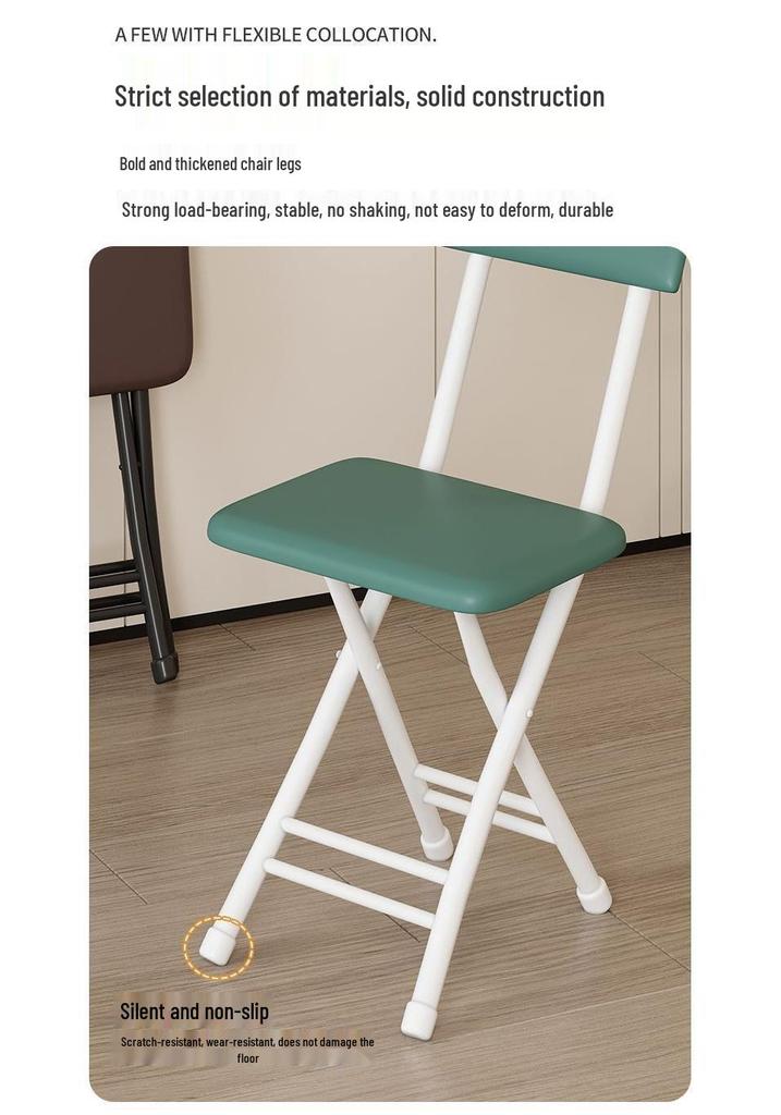 Folding Office & Leisure Chair with Backrest - Computer, Home, Training & Portable Stool