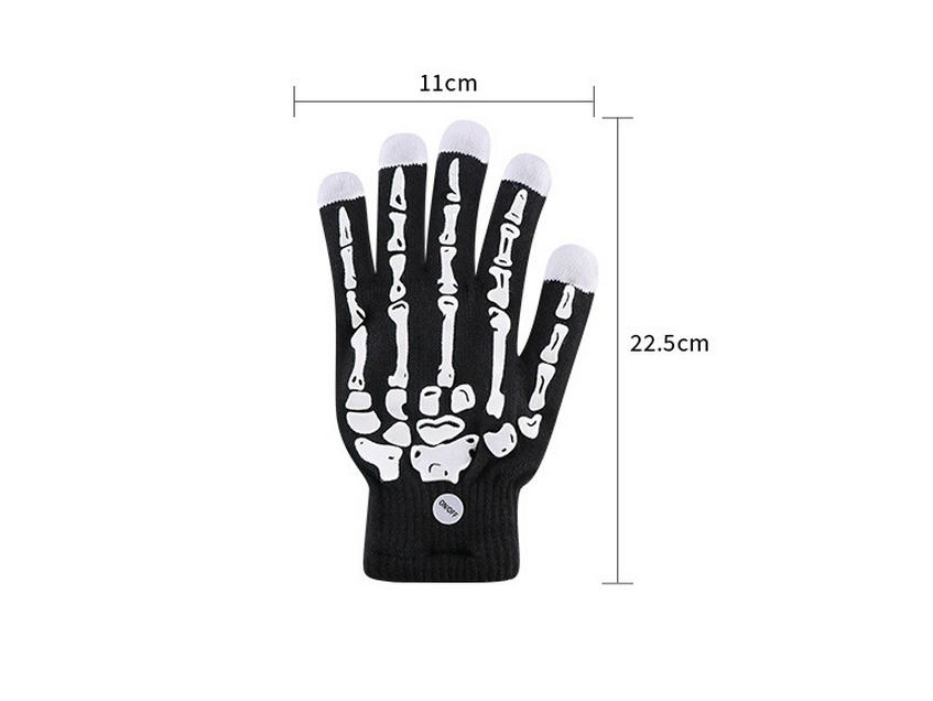 LED Light-Up Knitted Skeleton Gloves - Flashing, Warm, Creative Halloween & Christmas Accessory