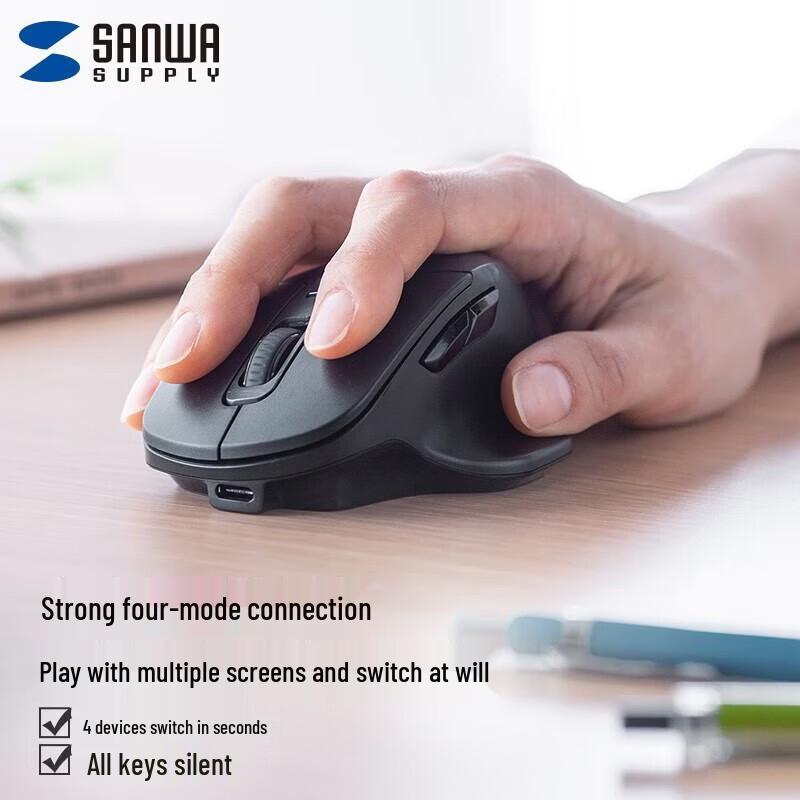 

SANWA Ergonomic Multi-Mode Wireless Mouse