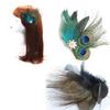 Elegantní Paví Peří Fascinator do Vlasů Špendlík Etnický Kostým do Kostela Boční Klip