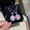Elegant Marquise Diamond Jewelry Set for Women Luxury Pink Conch Shell Necklace Earrings High Carbon Ring
