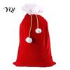 Decorative Candy Storage Bags Christmas Velvet Santa Gift Bags, Large Red Soft Fabric Present Sack Gold Wraps with Drawstring Closure, Reusable Claus