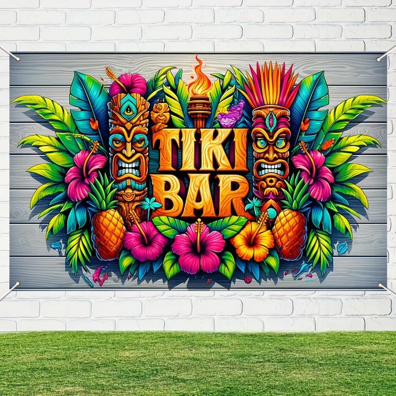 Tropical Tiki Bar Flower Totem Banner - Hawaii Beach Party Background Cloth