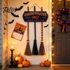 Odolný Halloweenový Značka na Zahradu Parkoviště na Košťata se 3 ks Dřevěných Košťat Čarodějnic, Závěsná na Téma Hocus Pocus Pouze pro Vnitřní Venkovní Dveře Domácí Zeď