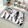 White Tuned Sport Car Split Comic Panel Print Area Rug Non‑Slip Rectangular Floor Mat Auto Fan Decor for Gaming Bedroom Living Room