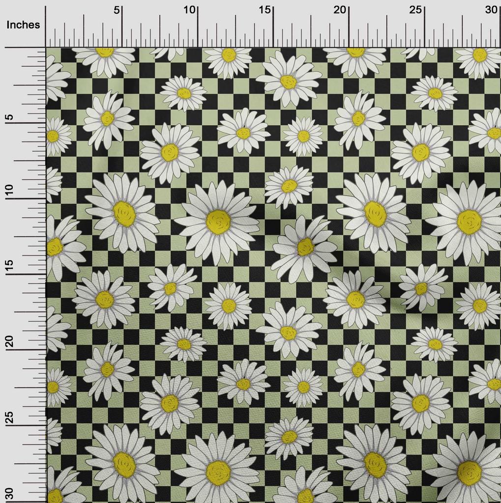 oneOone Cotton Flex Black Fabric Sunflower Floral Dress Material Fabric Print Fabric By The Yard 40 Inch