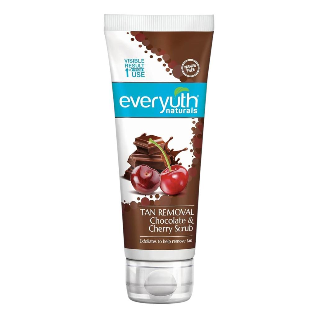 Everyuth Naturals Pure & Light Tan Removal Choco Cherry Scrub 50Gm Gentle Exfoliating Face Body Scrub Brightening Skin Glow