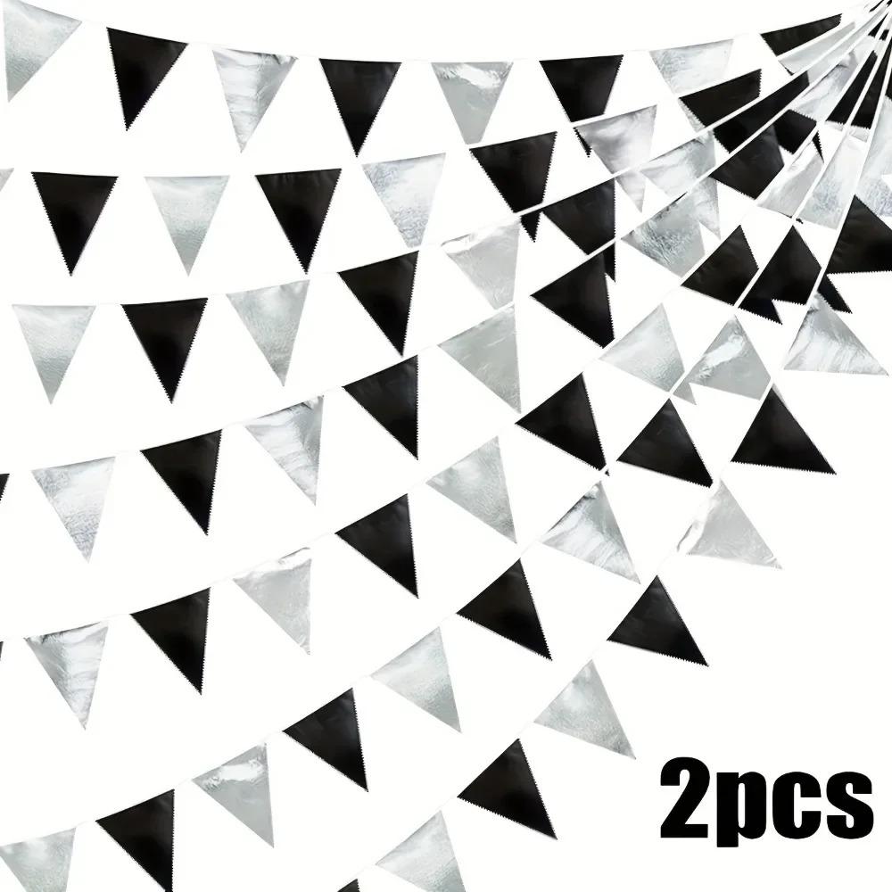 2-Pack Black & White Plastic Ribbon Flags - Perfect for Weddings, Birthdays, and Holiday Celebrations!