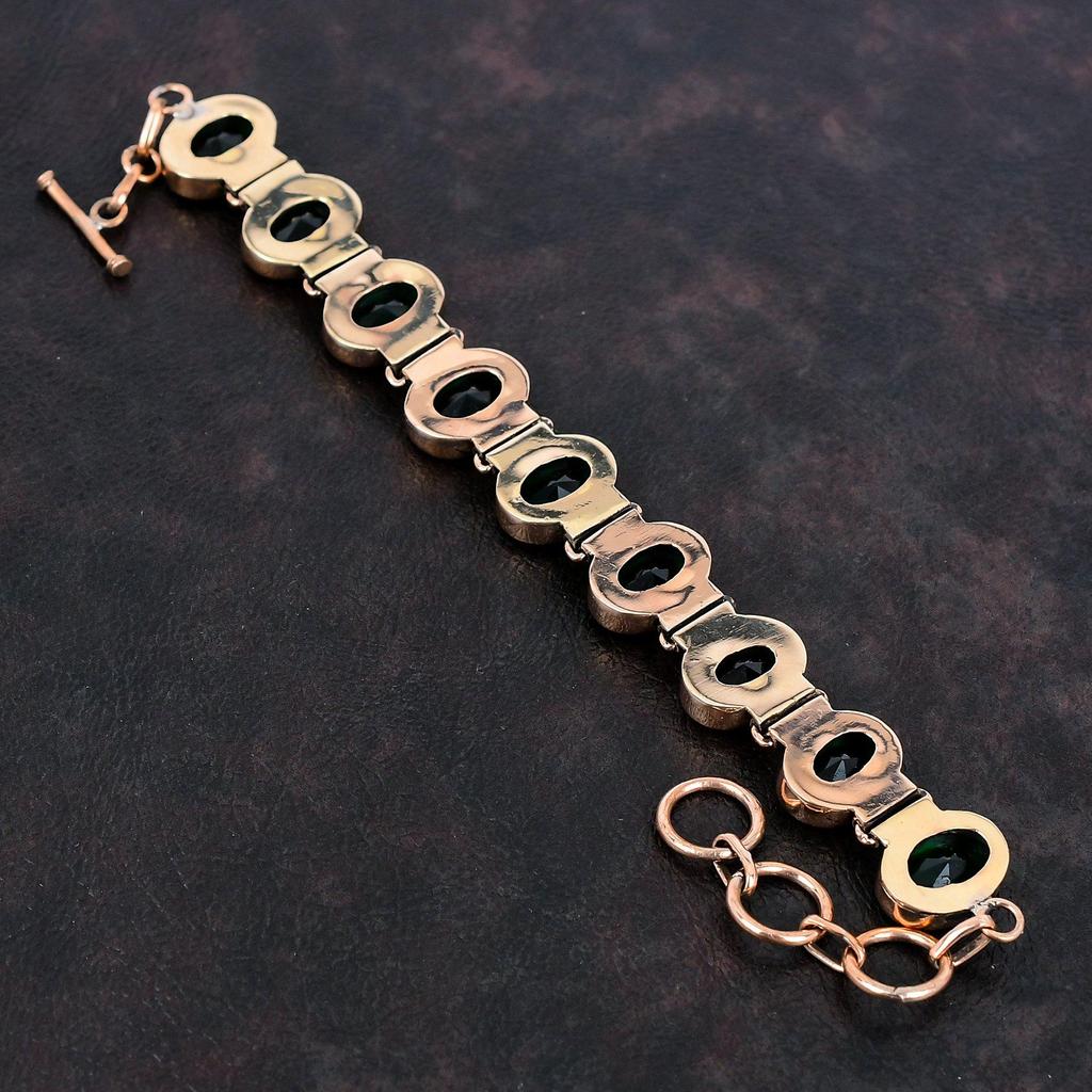 Faceted Chrome Diopside Bracelet Copper Bracelet Adjustable Chain Bracelet Handmade Copper Jewelry Natural Gemstone Bracelet Gifts For Women