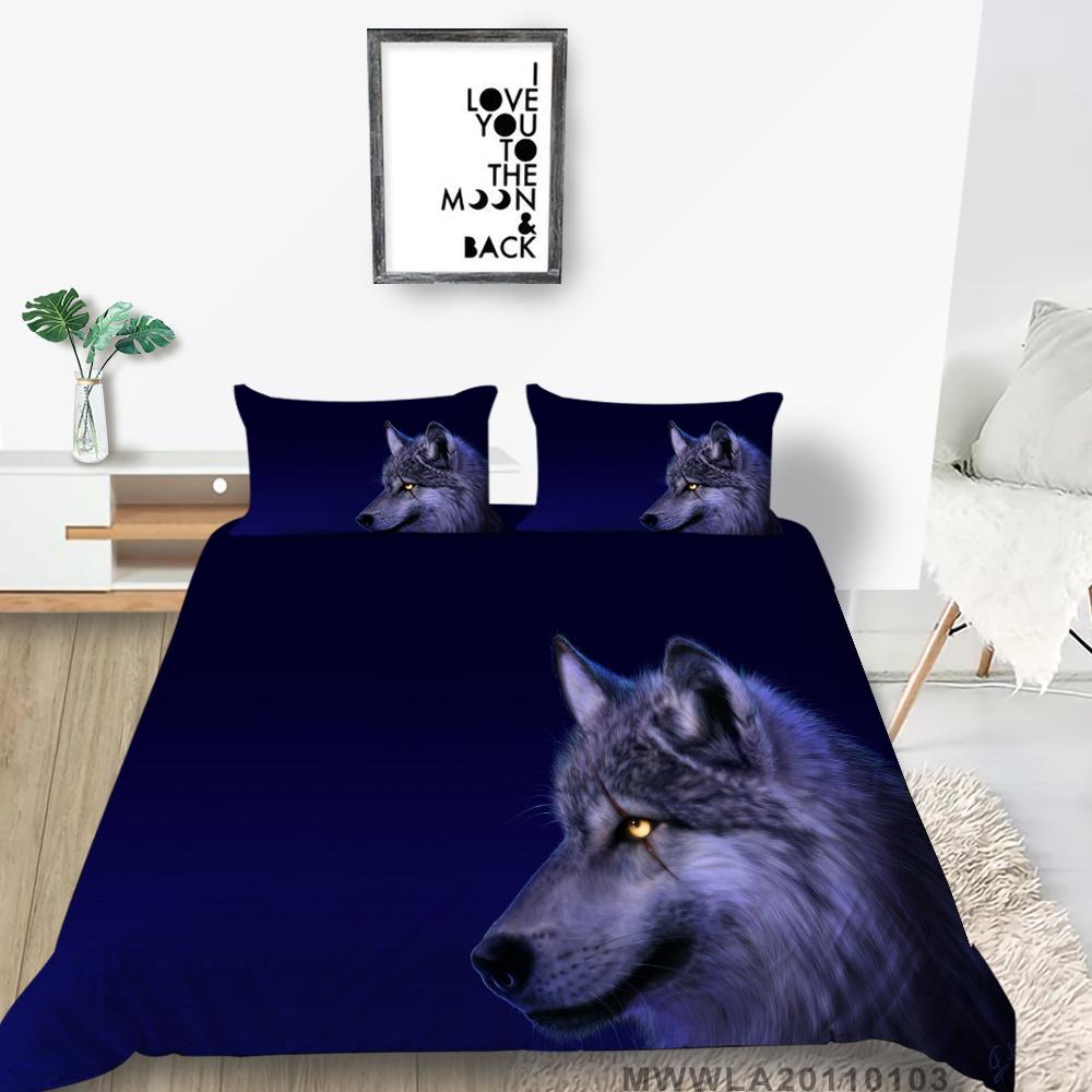 2023 New Style Duvet Cover Set Wolf Printing Bed Set Luxury Cool Bedding Set Cover Girl Bedding Set Polyester Single Size Bed Cover