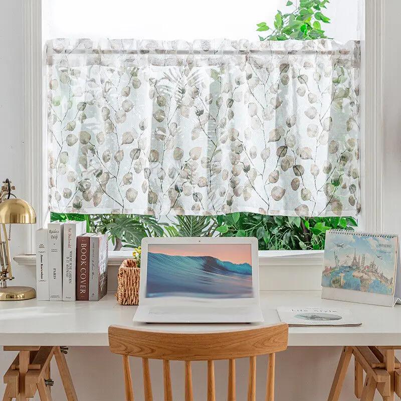 Cafe Kitchen Curtain Valance Window Door Sheer Net Voile Short Panel Home Decor Short Curtain for Cabinet Door Bedroom