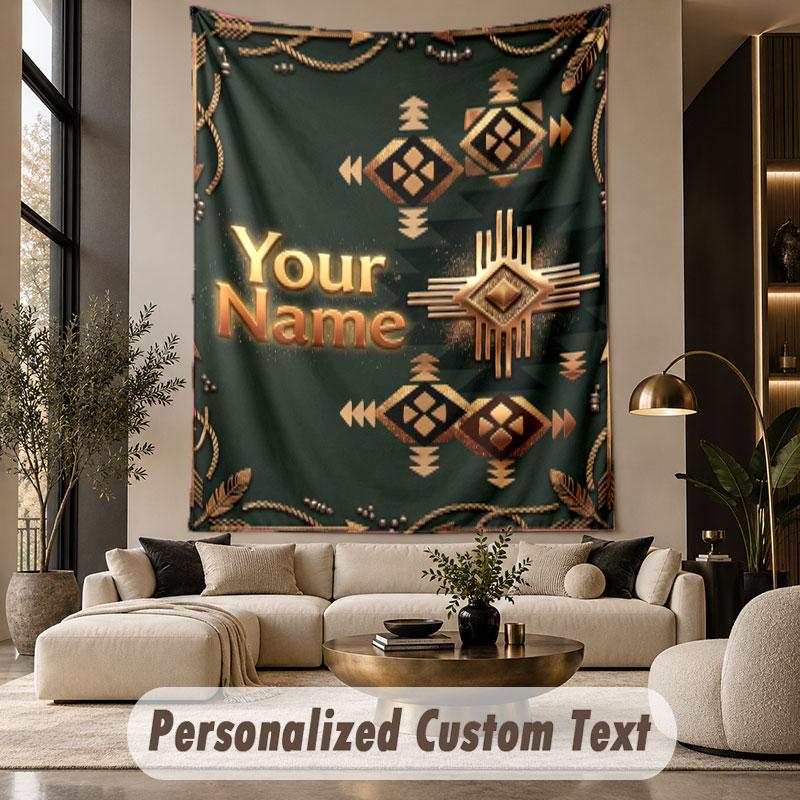 Géométrique Abstrait (50) Tenture murale personnalisée sur le thème du texte avec nom personnalisé, tapisserie pour décoration intérieure, tissu de fond