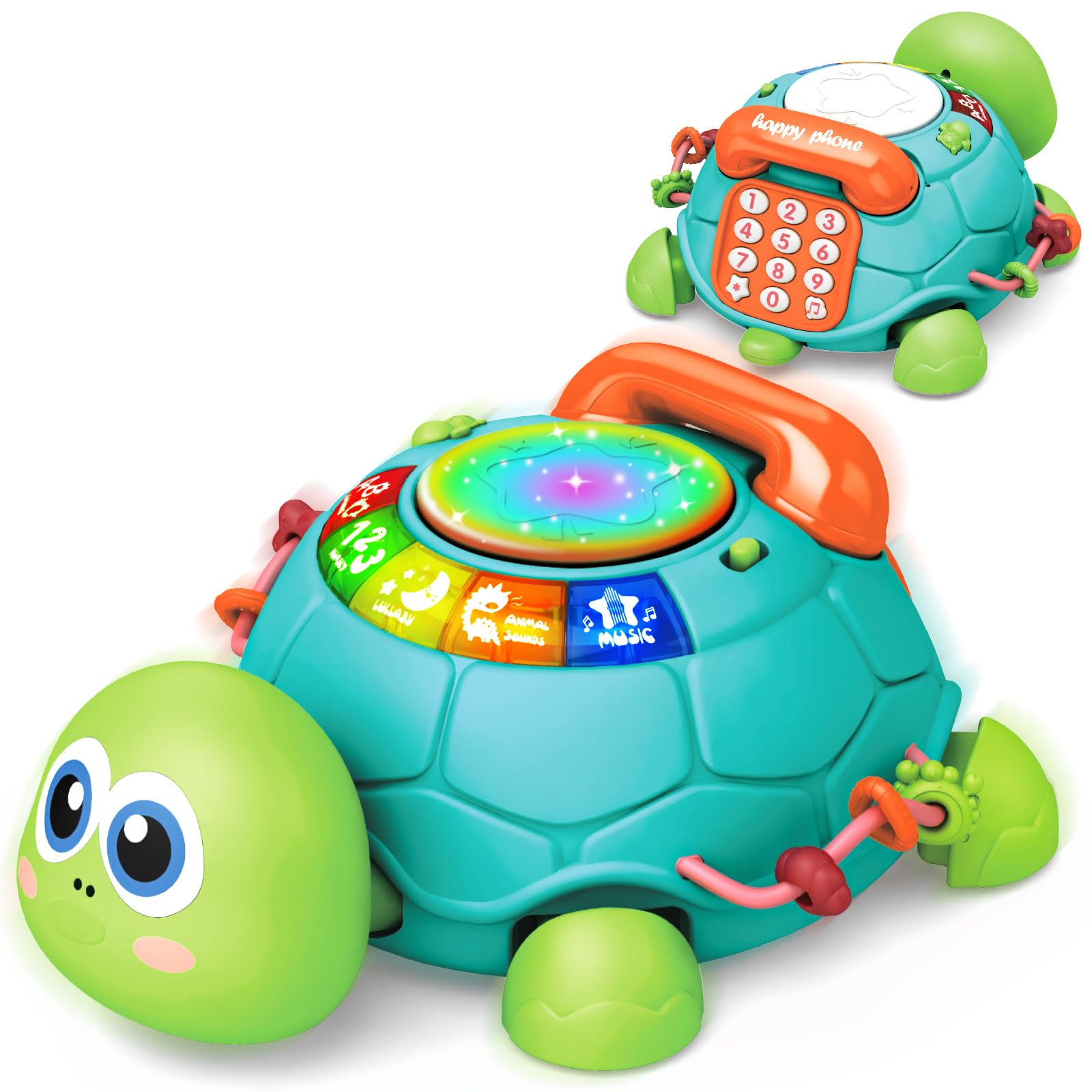 

MAVEKID Multifunctional Crawling Turtle Baby Toy Educational Toy for 1, 2, and 3 Year Olds: Sound and Light, Fine Motor Skills Training, Auditory Deve