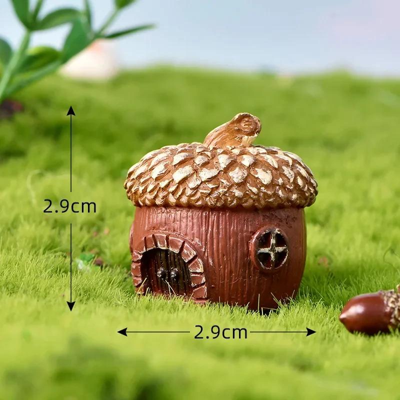 Cute Squirrel Pinecone House Maple Leaf Micro Landscape Garden Decoration Resin Craft Ornaments Livingroom Desk Decoration