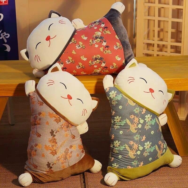 Cartoon Japanische Glückskatze Plüschtier Niedliches Tier Katzen Stoffkissen Kissen Geburtstagsgeschenk für Kinder Freundin