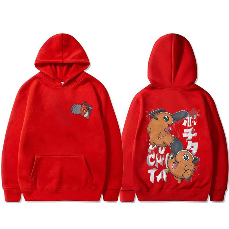 Anime Chainsaw Man Hoodie Cartoon Funny Denji Pochita Print Hooded Tracksuit Men Women Fashion Casual Oversized Pullover Hoodies