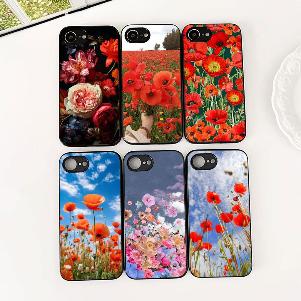 Cover for Xiaomi Redmi Note 12 11 10 A3 Pro 10A 10C 12C Note12 5G 4G Casing Silicone Phone Case Poppy Flower Bloom Rose
