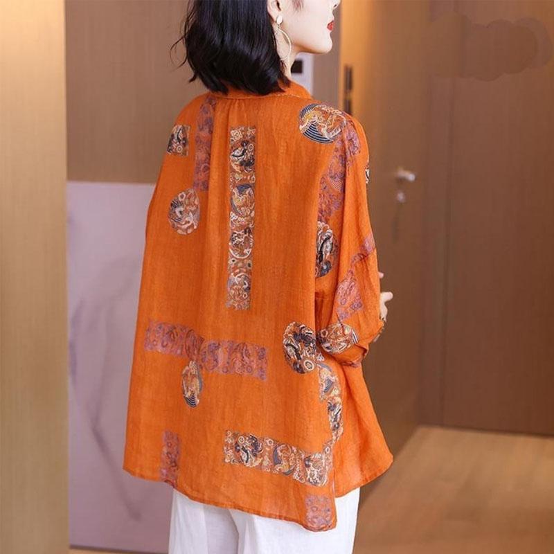 Letní móda Límec s klopou Vintage potisk Košile Volná Dojíždění Ležérní Jednořadé 3/4 rukáv Halenky ke všemu