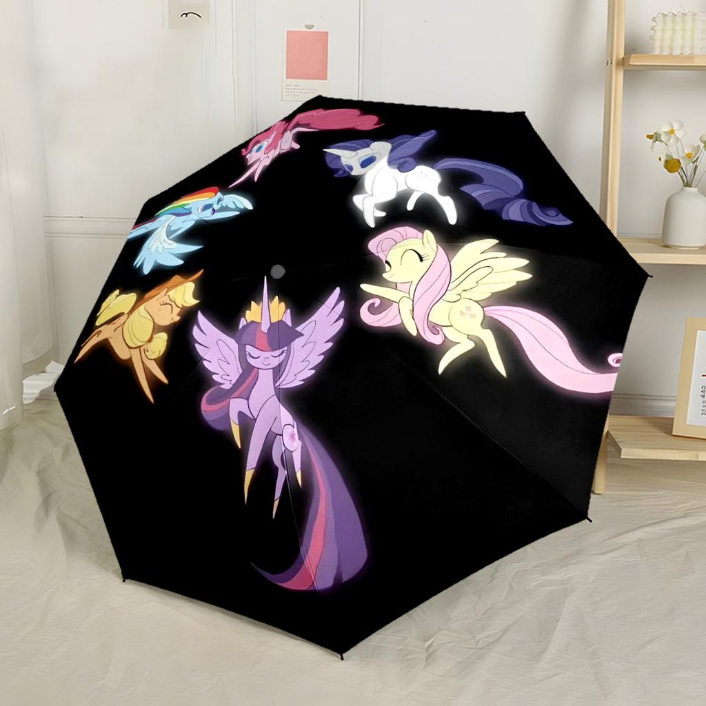 My Little Pony Friendship Portable Automatic Umbrella Folding Umbrella with 8 Ribs Sturdy Construction All-Season Use Fashion Lovers Gift