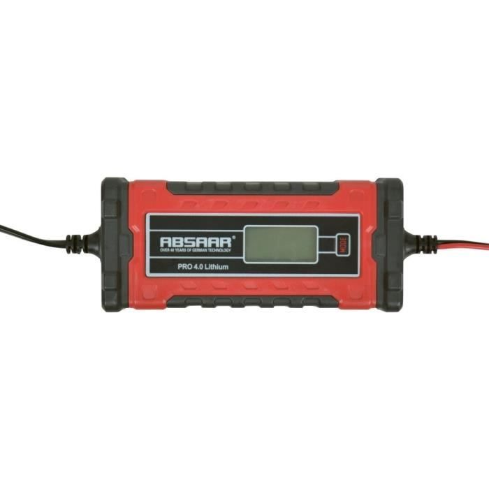 Chargeur - absaar - intelligent pro 4 - 6v/12v - protection contre surcharges - couleur rouge