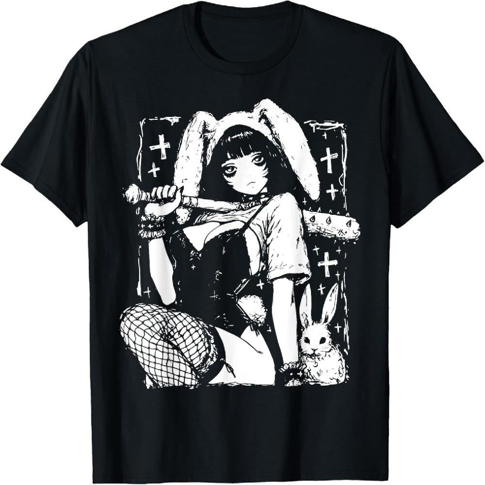 

Creepy Horror Bunny Girl Anime Manga Alt Kawaii Harajuku T-Shirt XXXXXL чорний