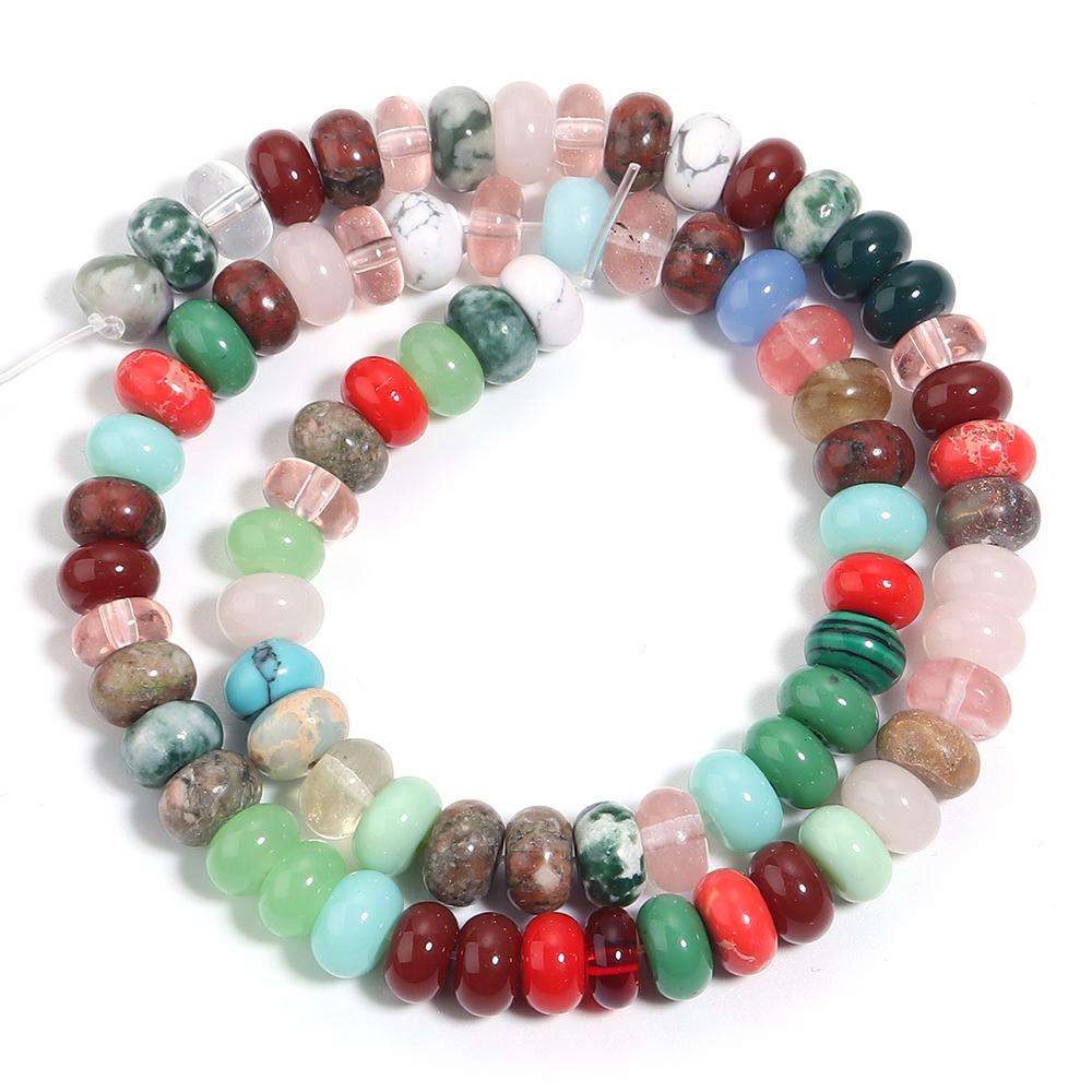1 Strang 4/6/8mm Natursteinperlen Bunte Abakusform Lose Perlen Für Schmuckherstellung DIY Bastelarbeiten Armbänder Halsketten Zubehör