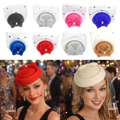 Felt Headband Womens Vintage Hat Headband Feather Flower Headress New Fascinator Women Makeup Prom