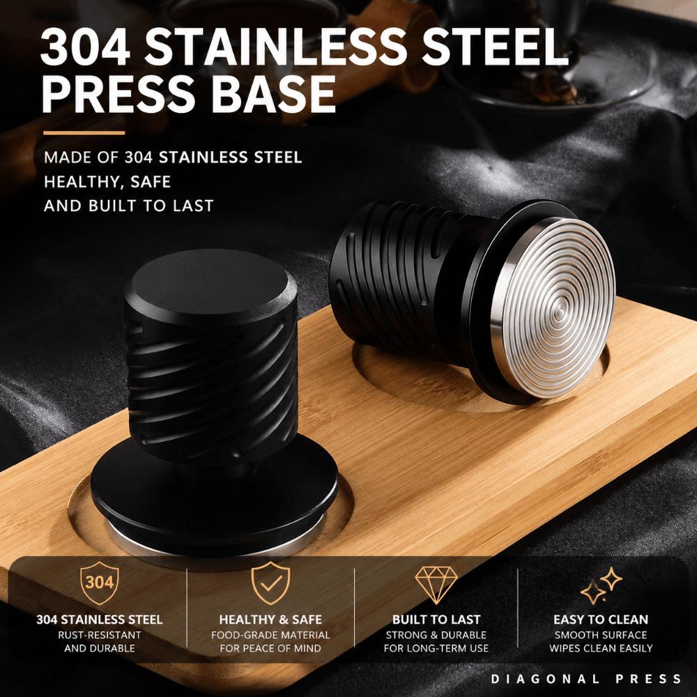 Stainless Steel Espresso Tamper Ripple Base Coffee Impact Tamper New Spring Loaded Coffee Tamper