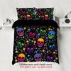 3-piece down duvet cover with skull pattern print (1 duvet cover+2 pillowcases, no core) gradient soft bedding set